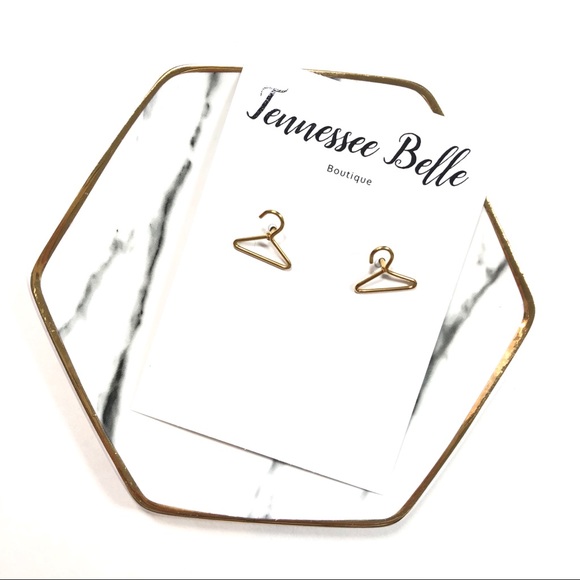 *Gold Clothes Hanger Reseller Earrings Studs - Picture 2 of 5